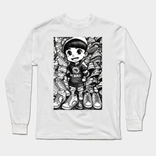 Anime Boy with Shoes Long Sleeve T-Shirt